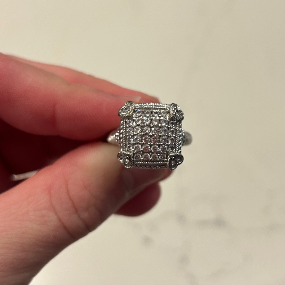 Vintage Judith Ripka CZ cocktail ring in sterling Silver
